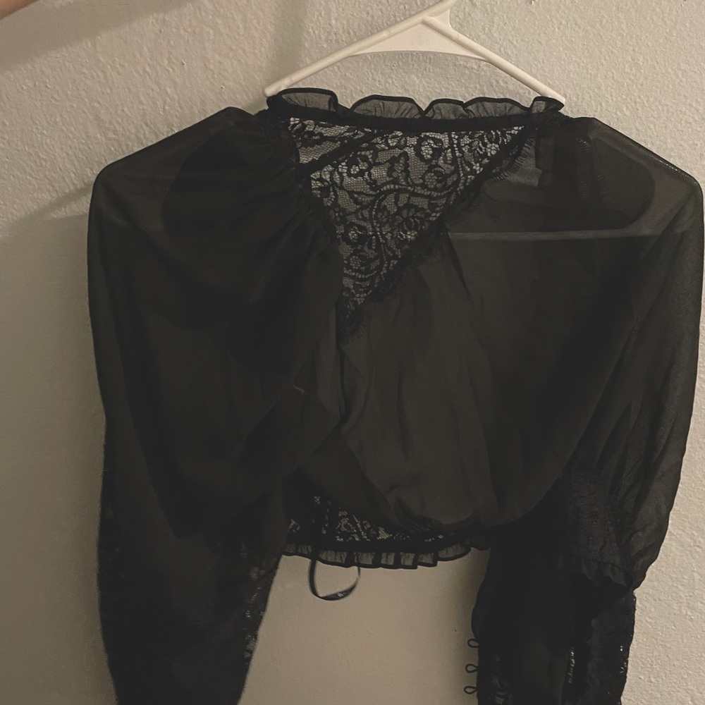 Black flower blouse